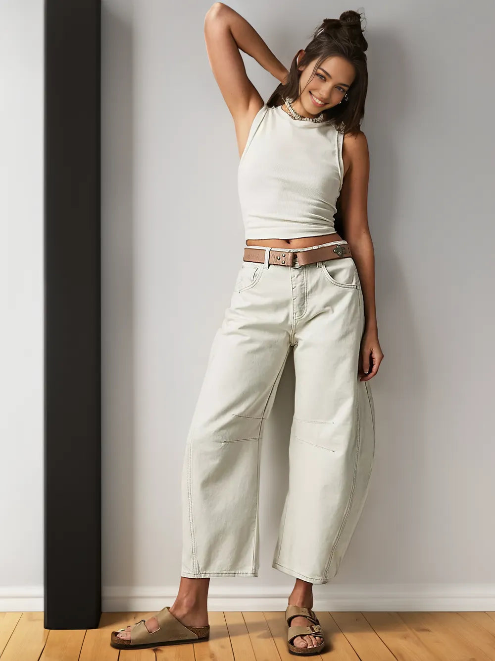 Damen Jeans Weitbein Schnitt Dekonähte