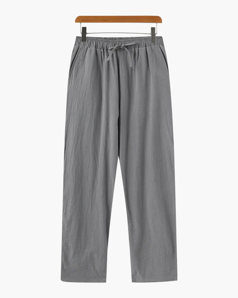 Herren Leinenhose Bequem Loose Fit mit Kordelzug