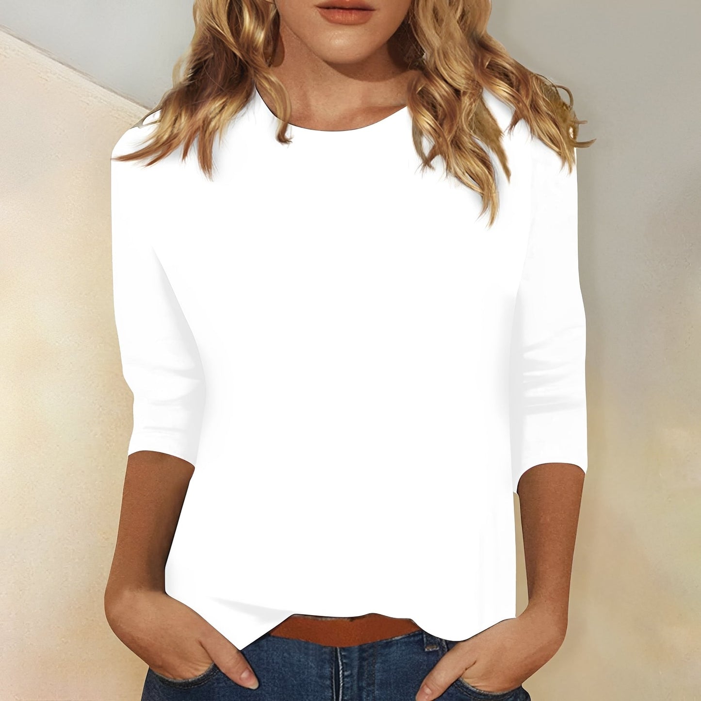 Damen Bluse 3/4 Ärmel Lässig Modern