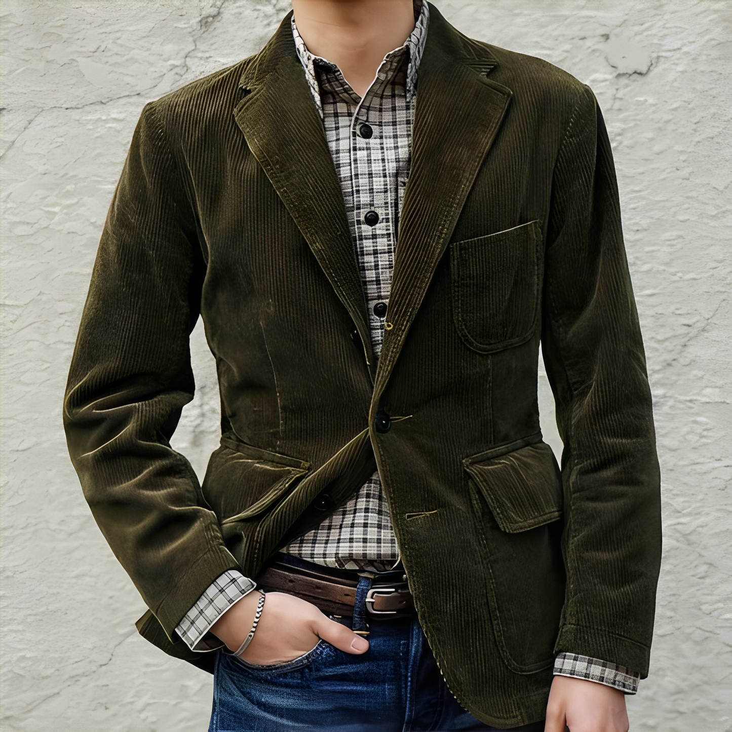 Herren Wolljacke Warm Mit Taschen Bequem