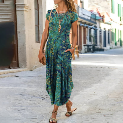 Damen Sommerkleid Blumenmuster Lässig Elegant