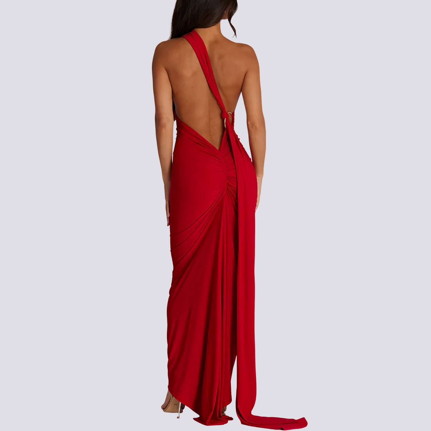 Damen Plisseekleid Rückenfrei Elegant Sommerkleid