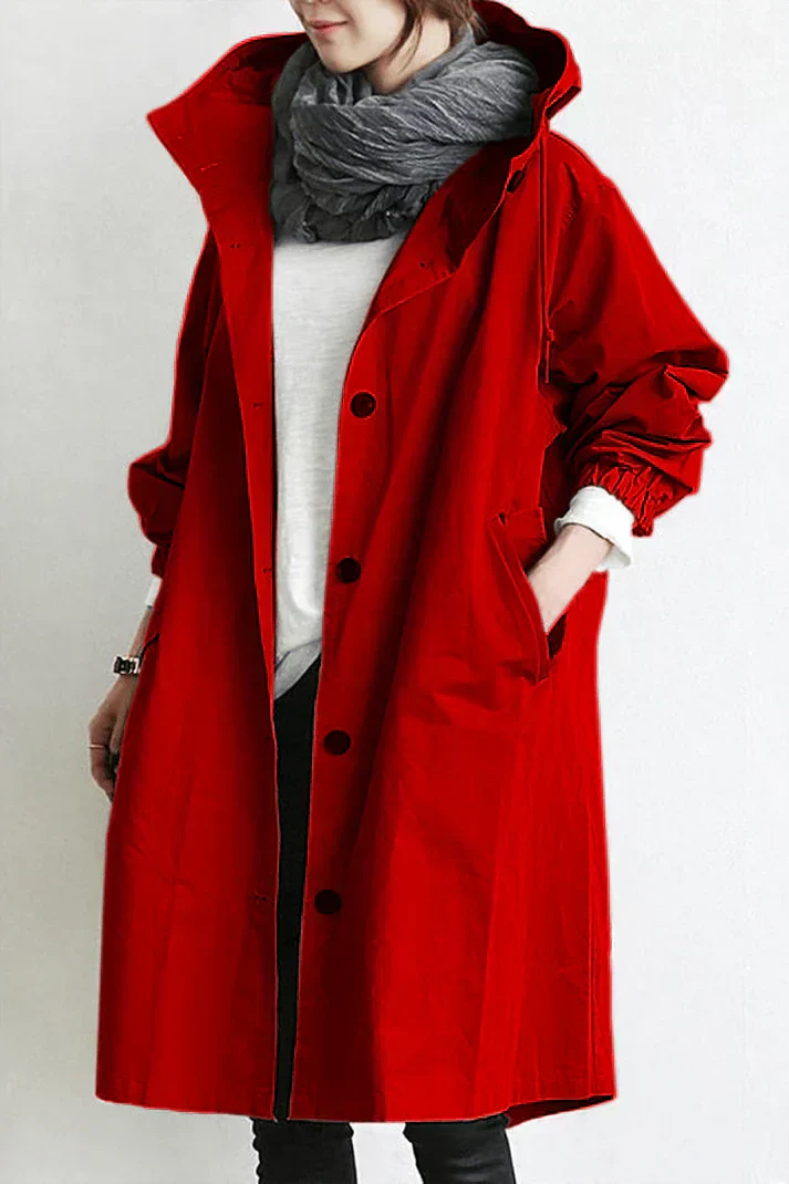 Damen Trenchcoat Wasserdicht Regenmantel mit Kapuze