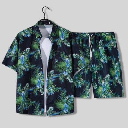 Herren Hawai Hemd Set Casual Leicht Freizeit