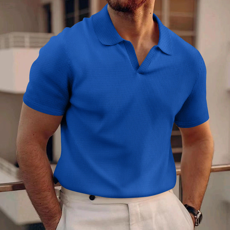 Herren Poloshirt Waffelstruktur Lässig Modern