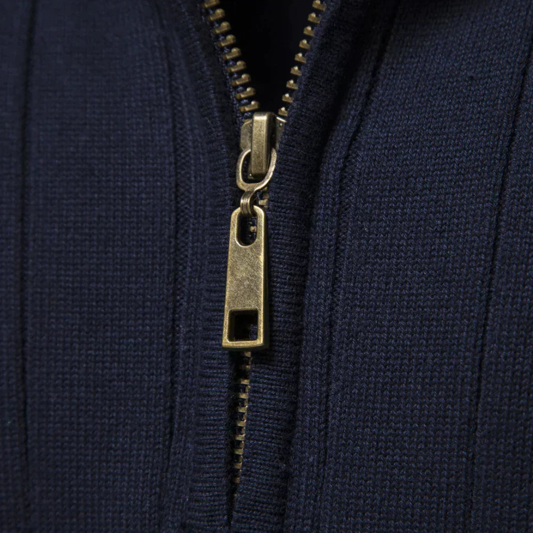 Herren Pullover Langarm Viertelzip Modern Grün
