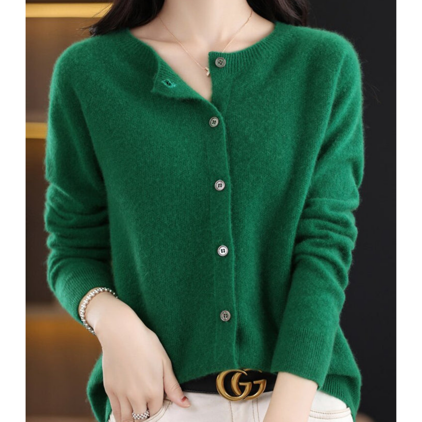 Damen Strickjacke Klassisch Knöpfe Elegance