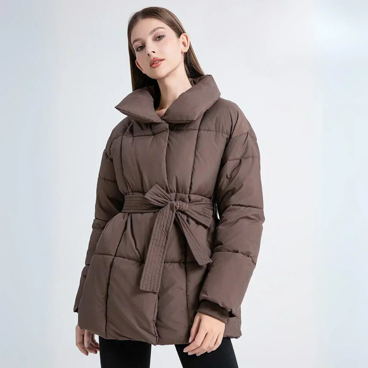 Damen Winterjacke Taillierte Elegante Mit Gürtel - Norvielle