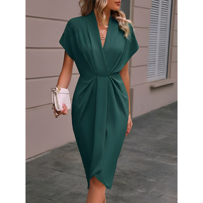 Damen Wickelkleid Midi Länge Elegant
