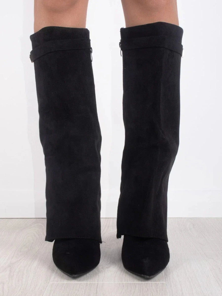 Damen Überkniestiefel Reißverschluss