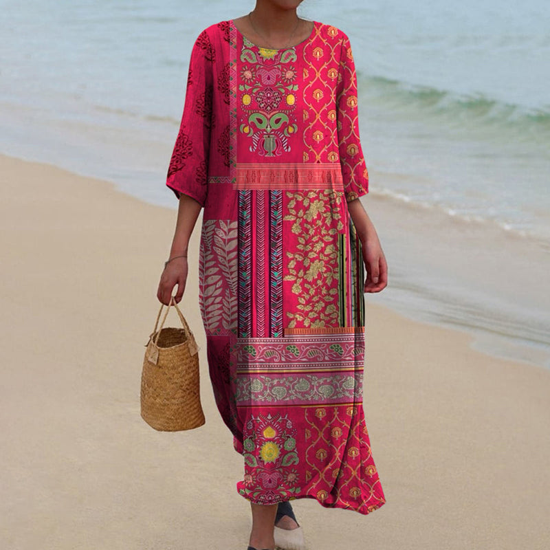 Damen Maxi-Kleid Ethno-Boho Langkleid Sommer - Norvielle