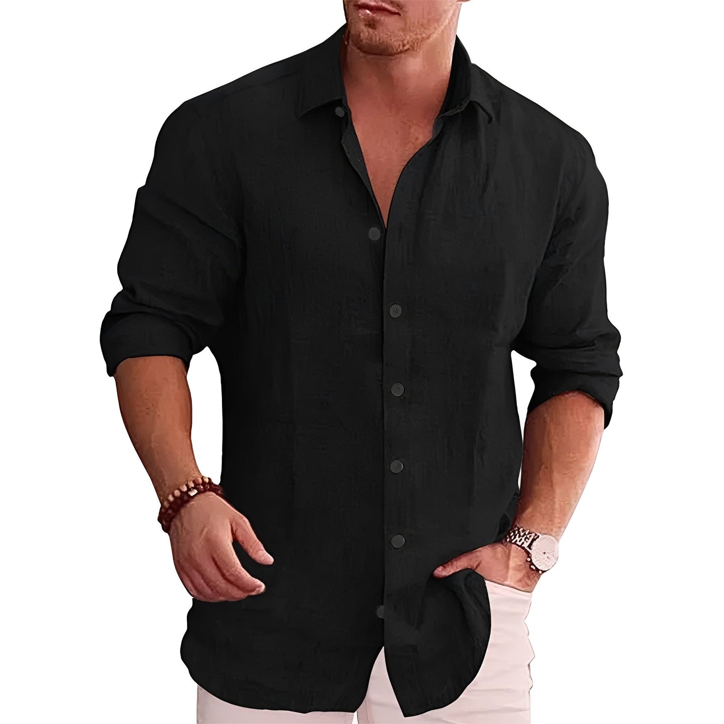 Herren Langarmhemd Slim Fit Modern Lässig