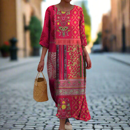 Damen Maxikleid Ethno Lang Sommerkleid