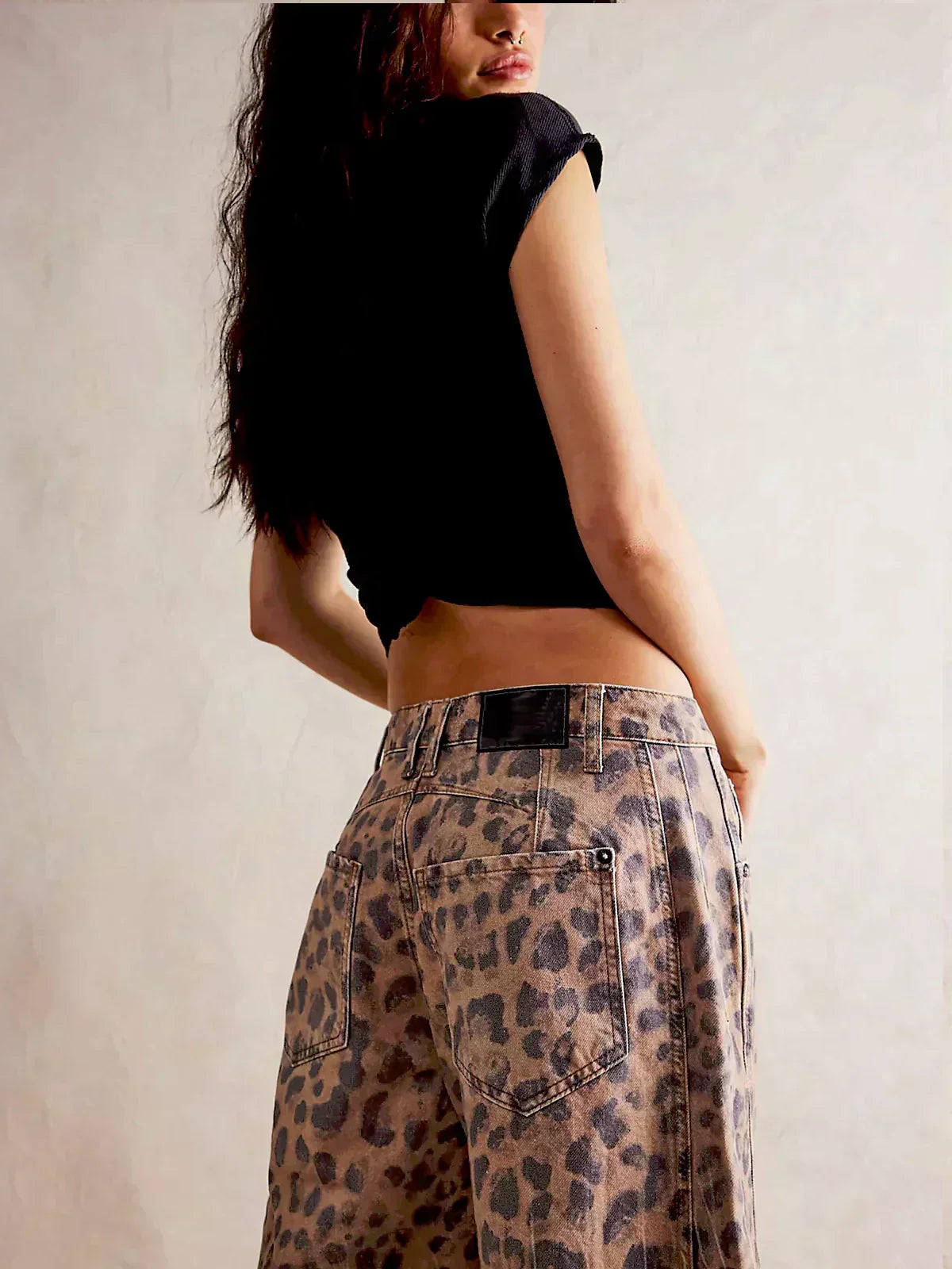 Damen Weitbein Jeans Bedruckt Trendy