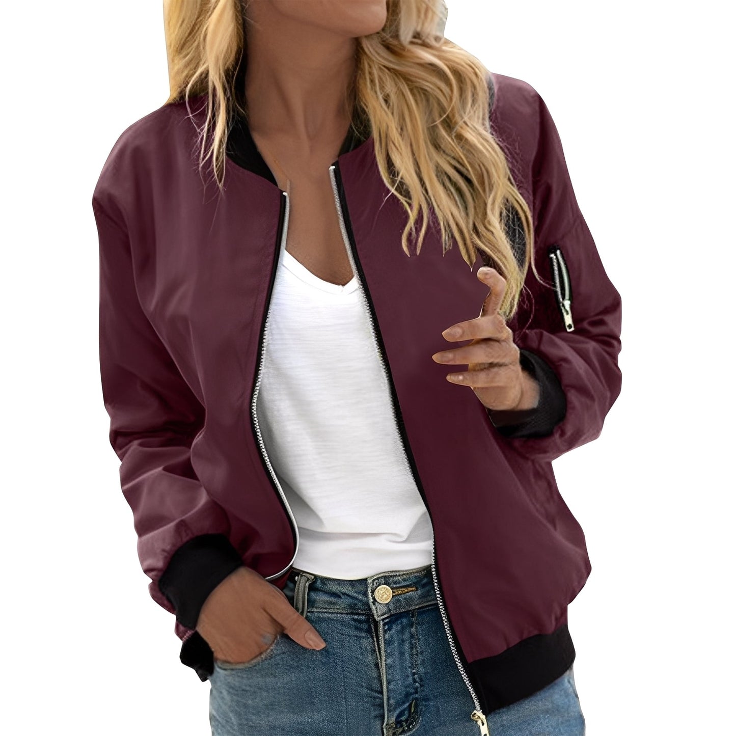 Damen Bomberjacke Retro Style Lässig