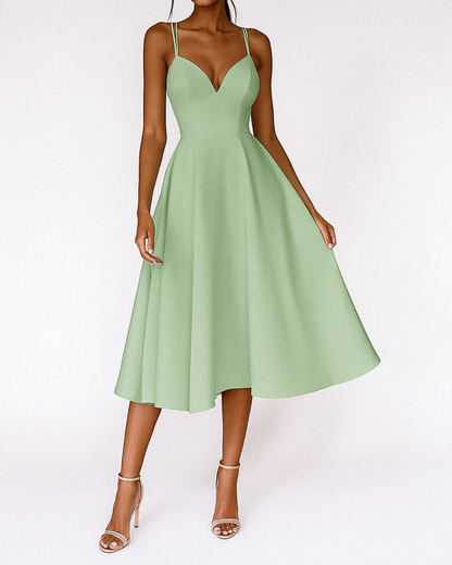 Damen Trägerkleid Midi Elegant Hochzeitsgast
