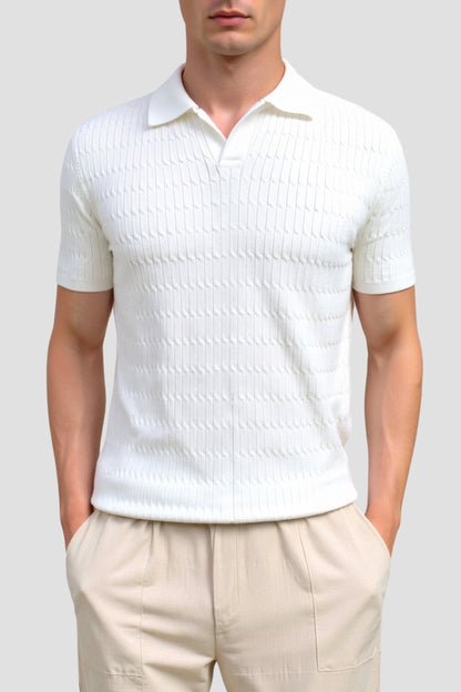 es Herren Poloshirt Strickoptik