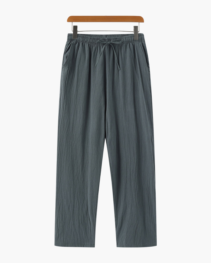 Herren Leinenhose Elastisch Bequem Sommer