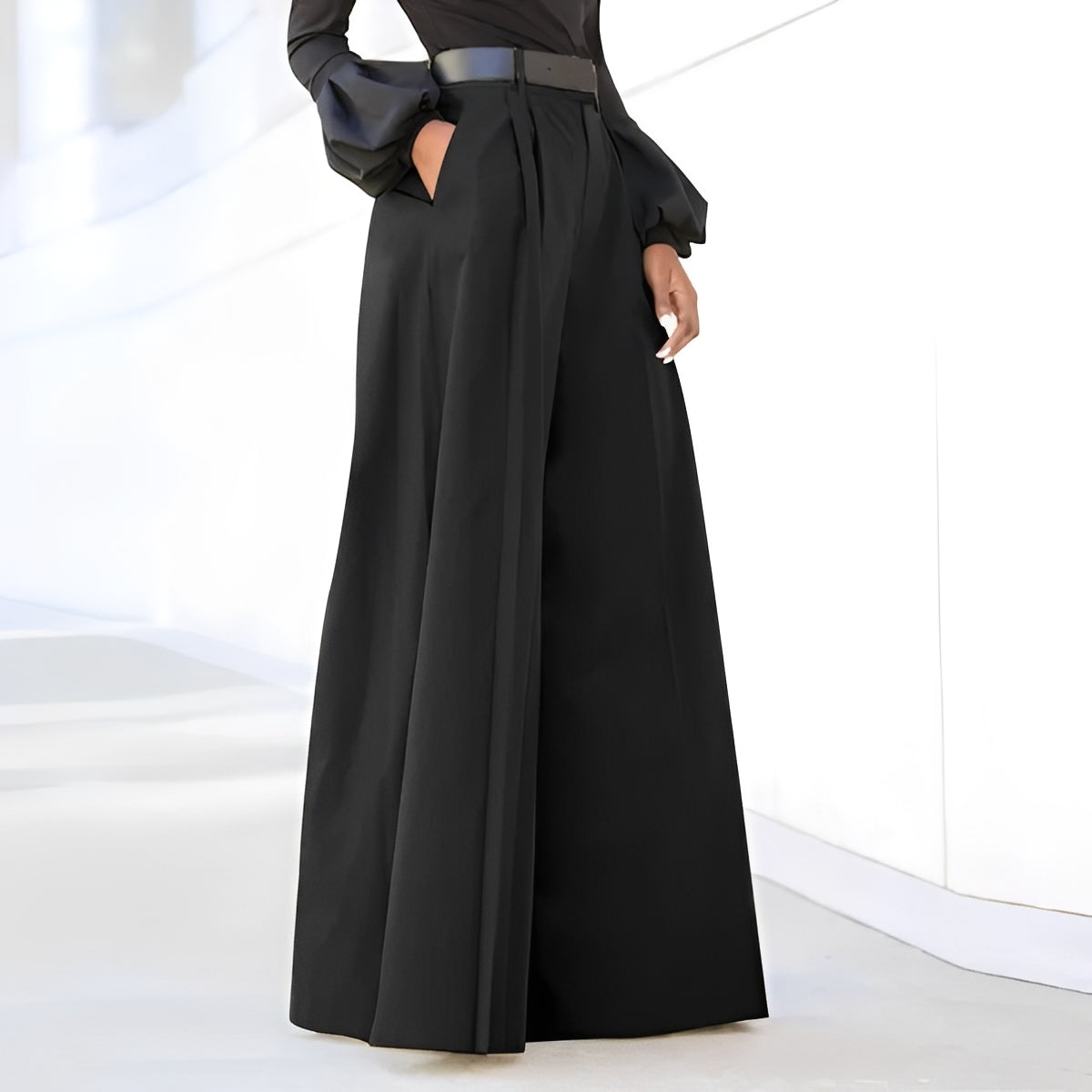 Damen Schlaghose Weit Bequem Elegant