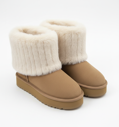 Damen Winterstiefeletten Warm Gefüttert Lässig Braun - Norvielle