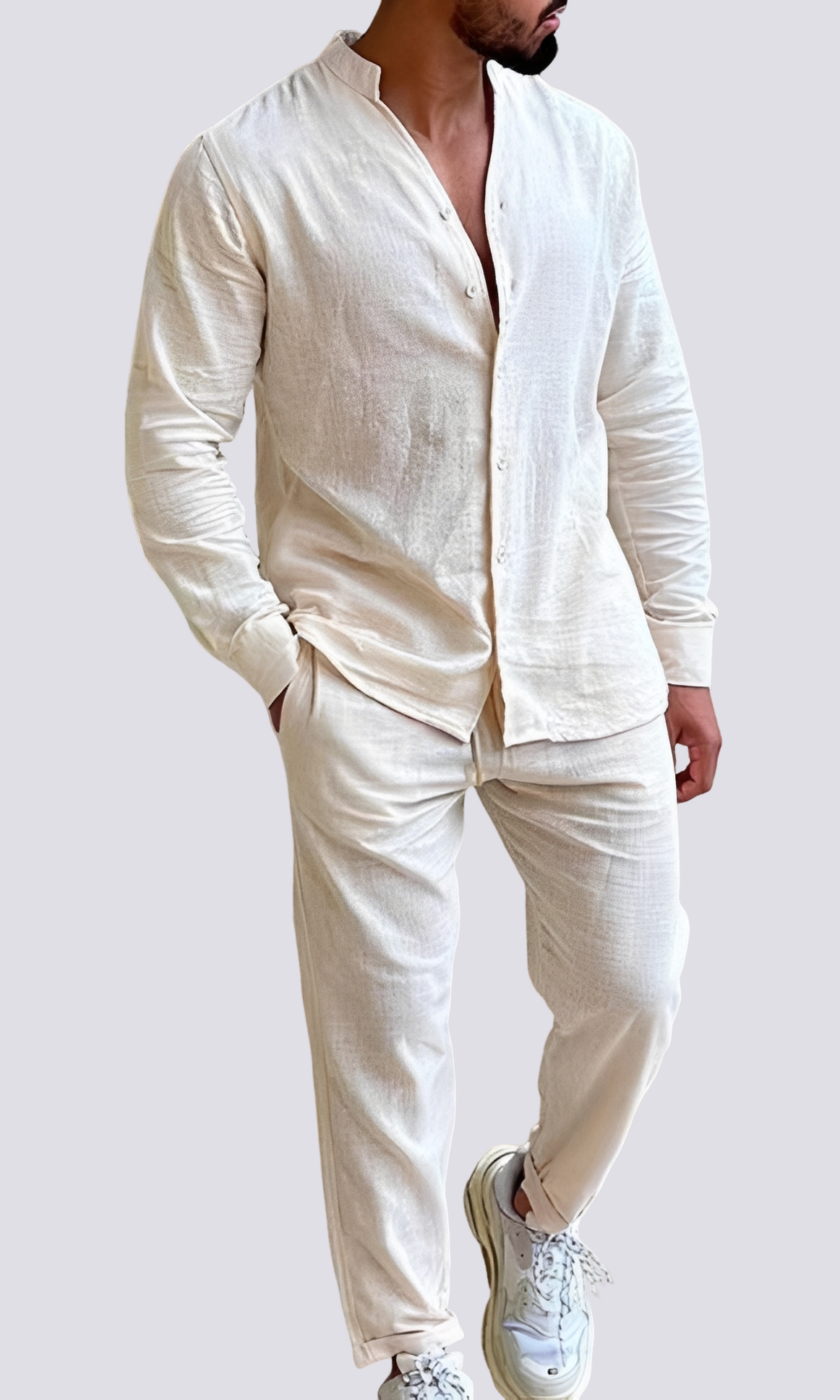 Herren Lounge-Set 2-teilig Komfortbaumwolle Beige - Norvielle