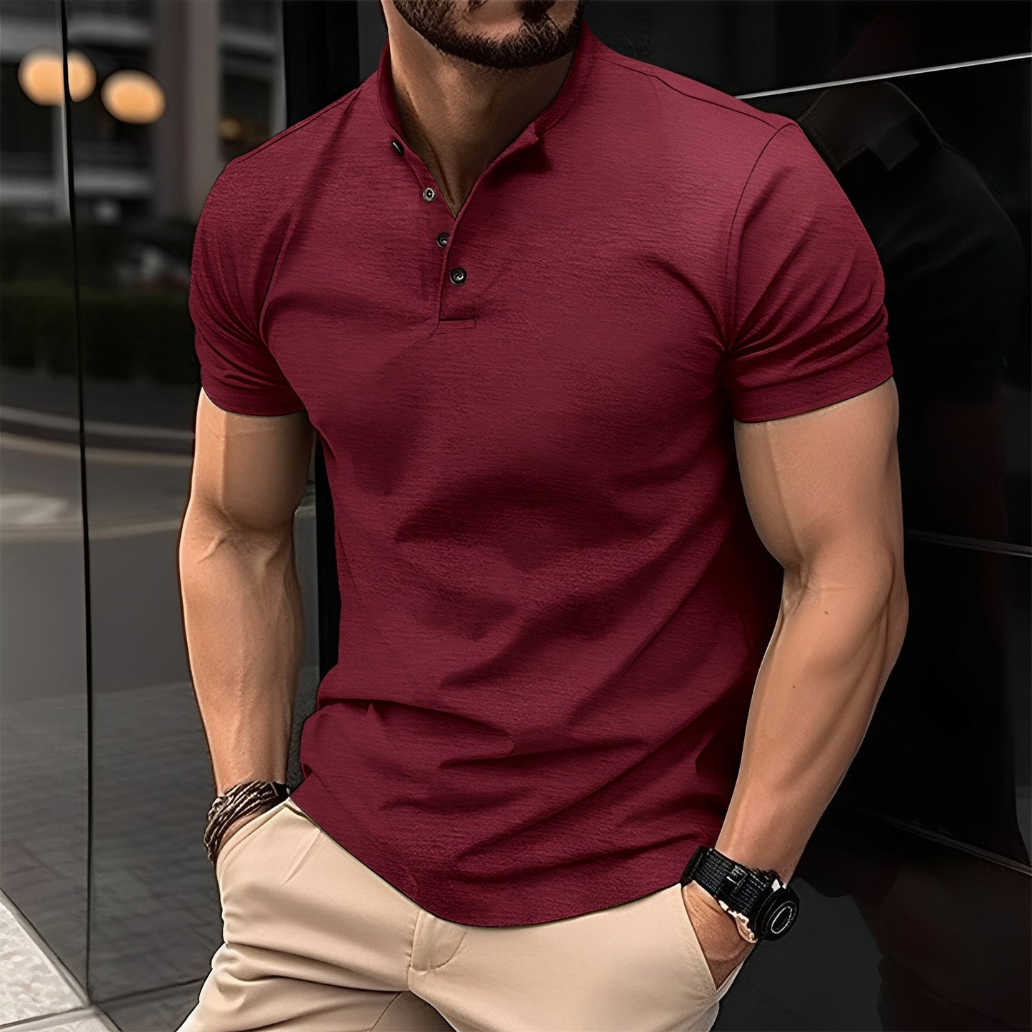Herren Poloshirt aus Baumwolle mit Knöpfen
