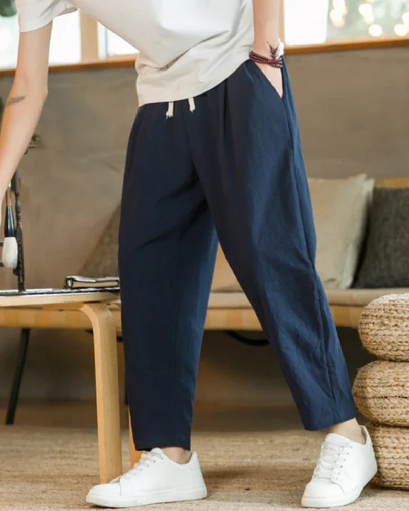 Damen Sommerhose Plissee Bequem Mit Kordelzug