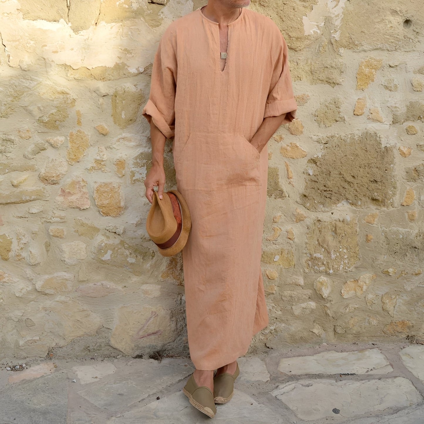 Herren Langhemdkleid Oversized mit Schlitz Elegantes Design