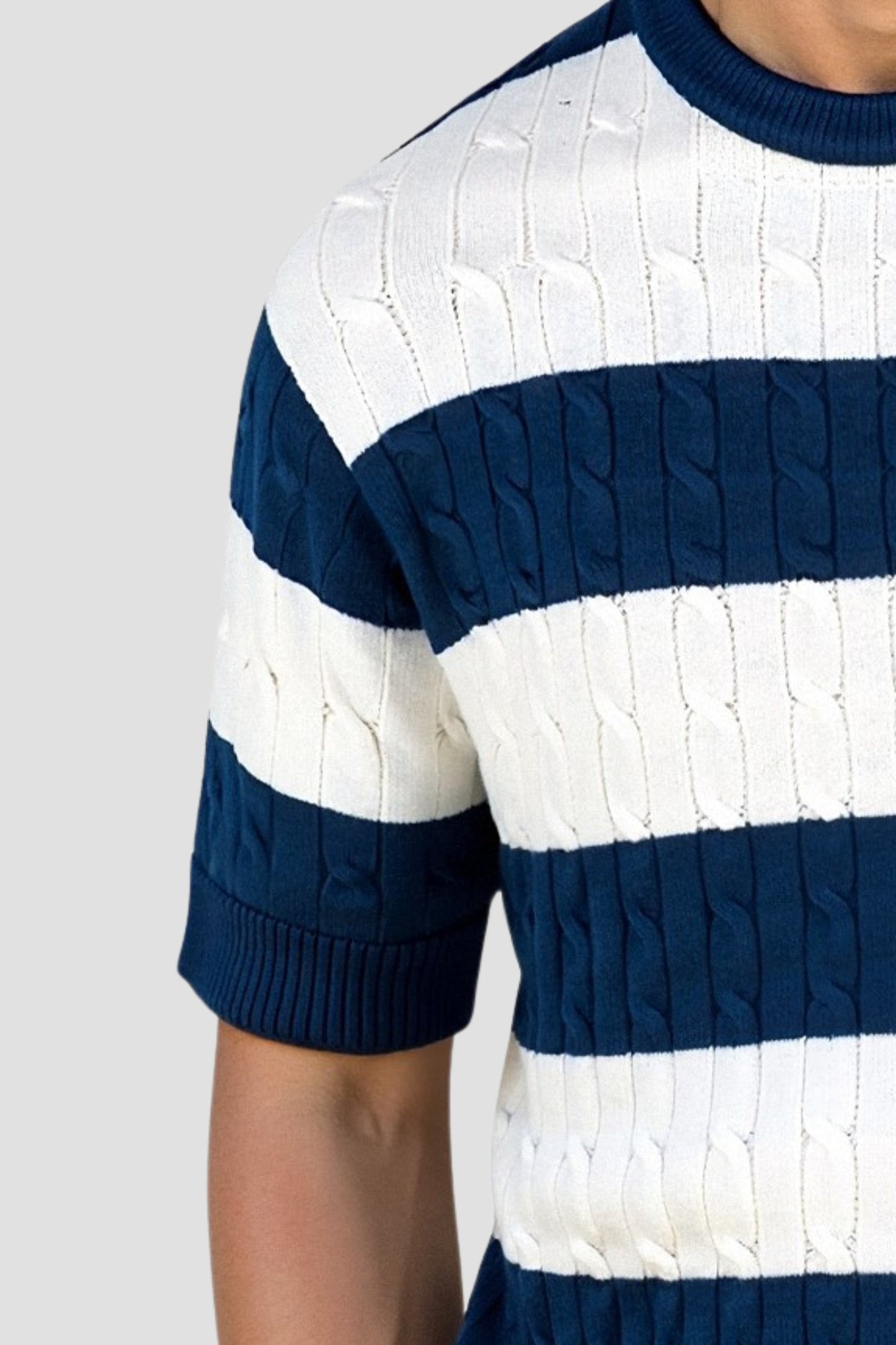 Herren Kurzarm-Pullover Gestreift Bequem
