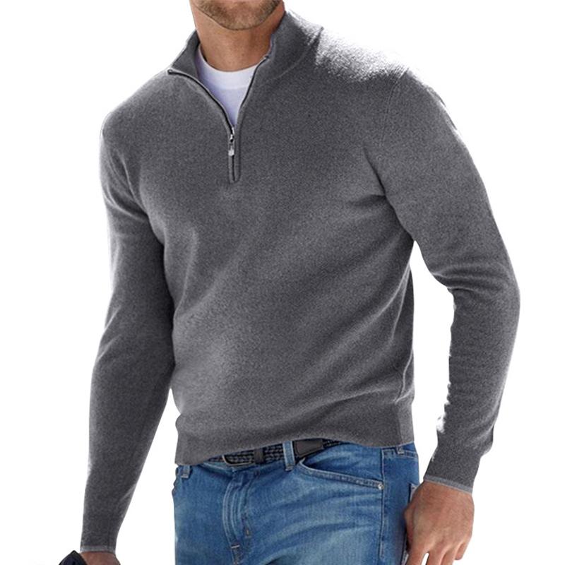 Herren Hemd Reißverschluss Modern Slim Fit Blau