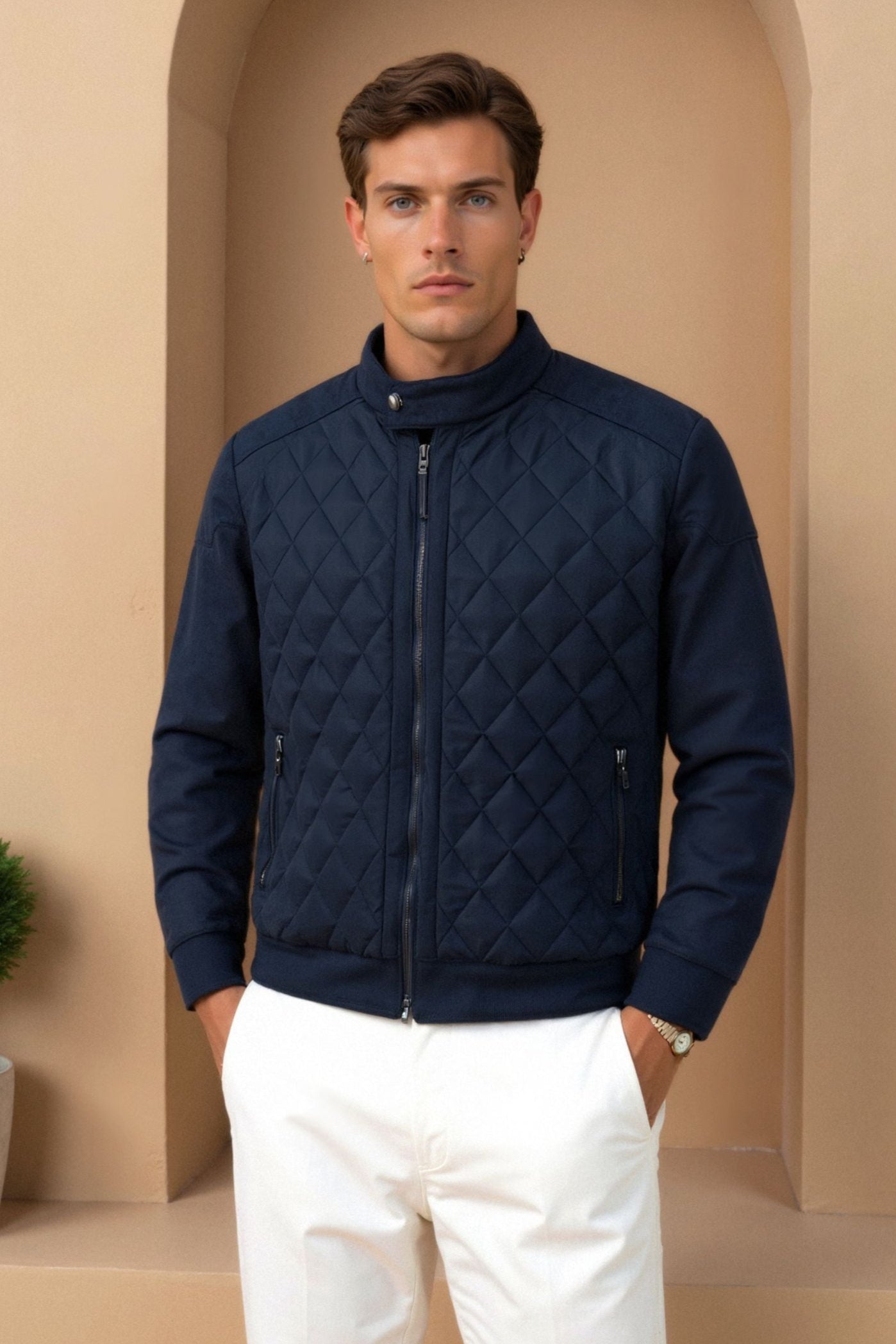 Herren Steppjacke Elegantes Steppmuster Schwarz - Norvielle
