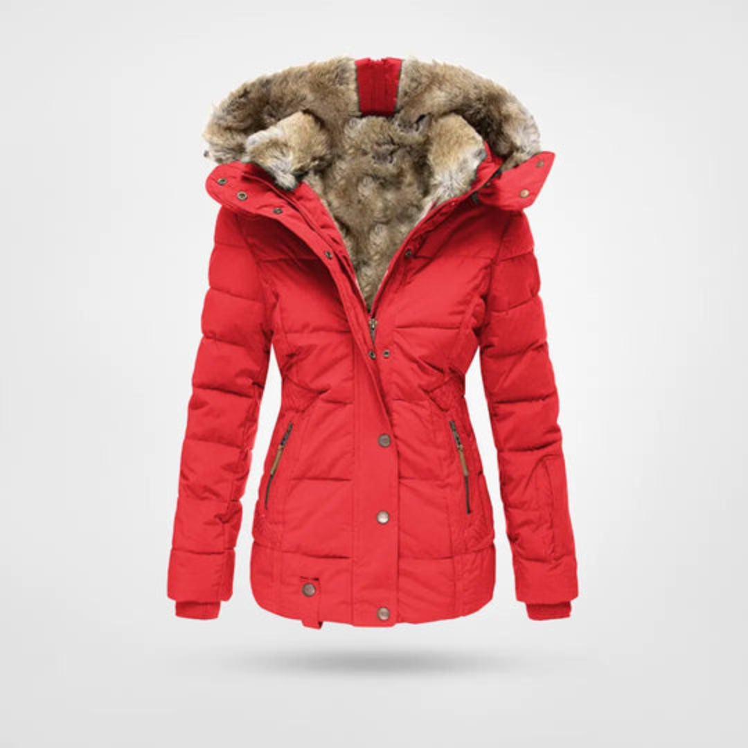 Damen Winterjacke Lang Gepolstert Warm Mit Kapuze
