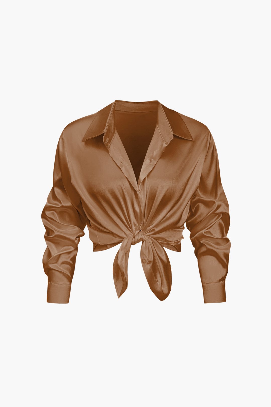 Damenbluse Langarm Seiden-Satin Elegante Bluse