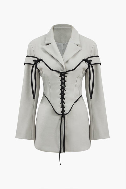 Damen Zweiteiler Set Blazer Korsett mit Schnürung