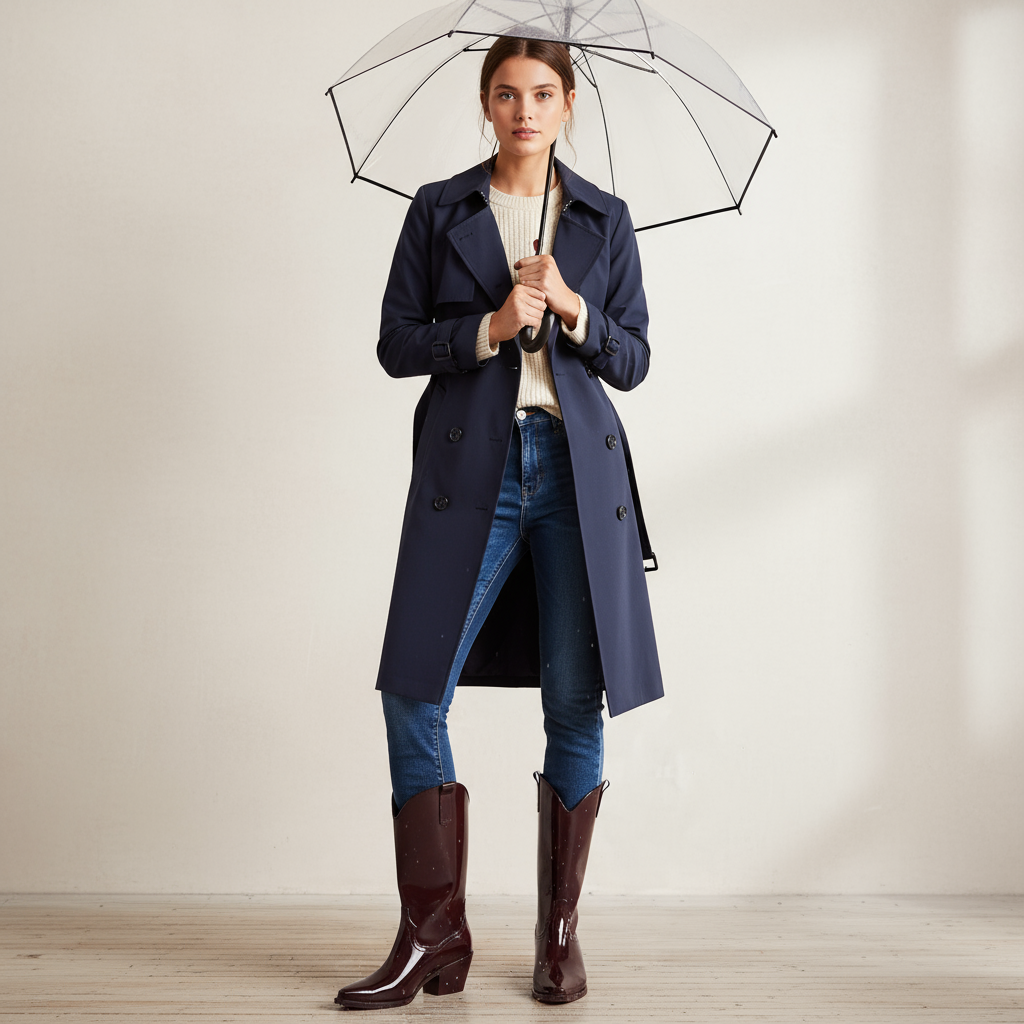 Damen Western-Stiefel Wasserdicht Glänzend mit Absatz