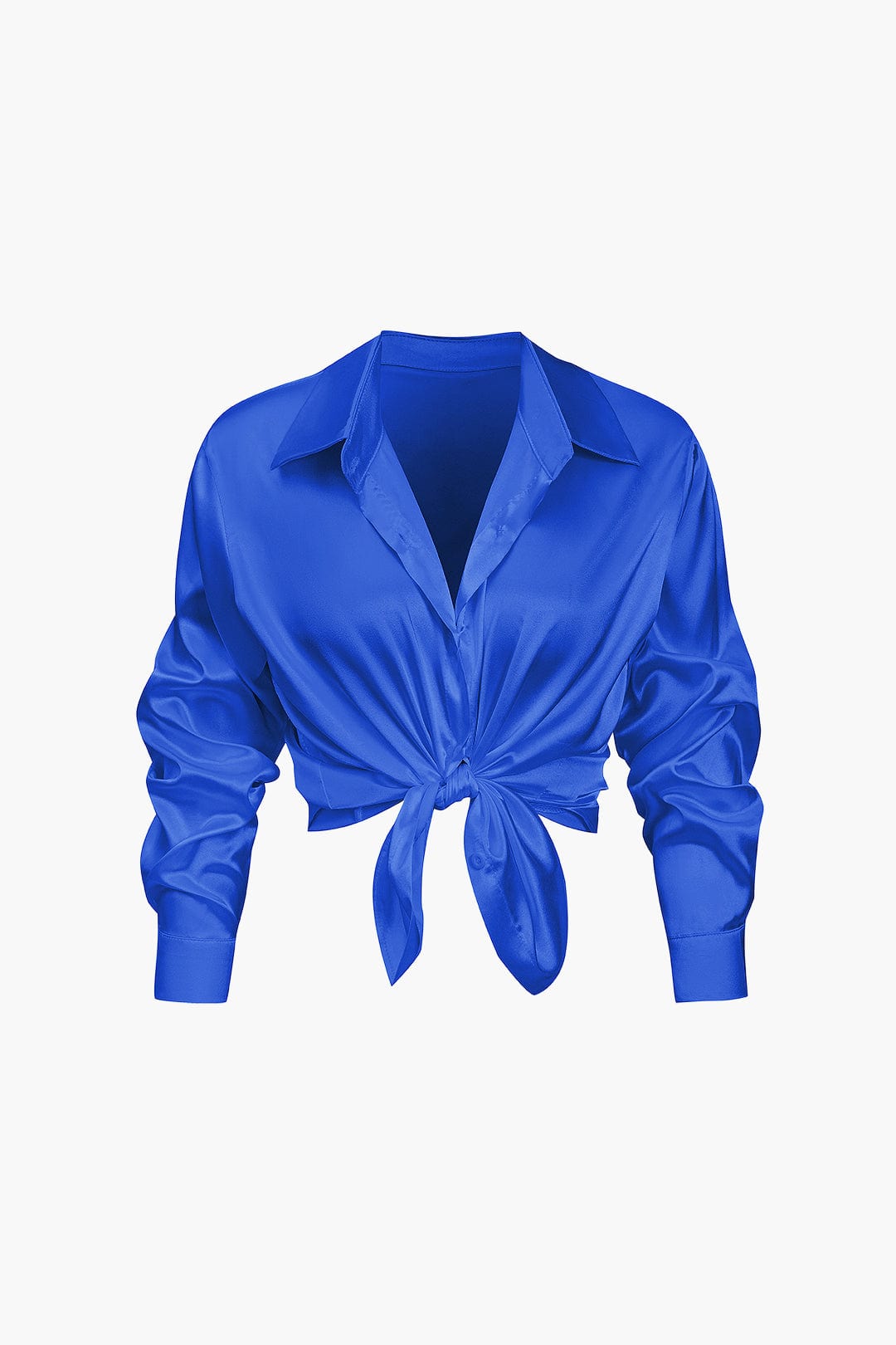 Damenbluse Langarm Seiden-Satin Elegante Bluse