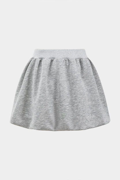 Damen Sweatset Cropped Pullover Skaterrock Grau