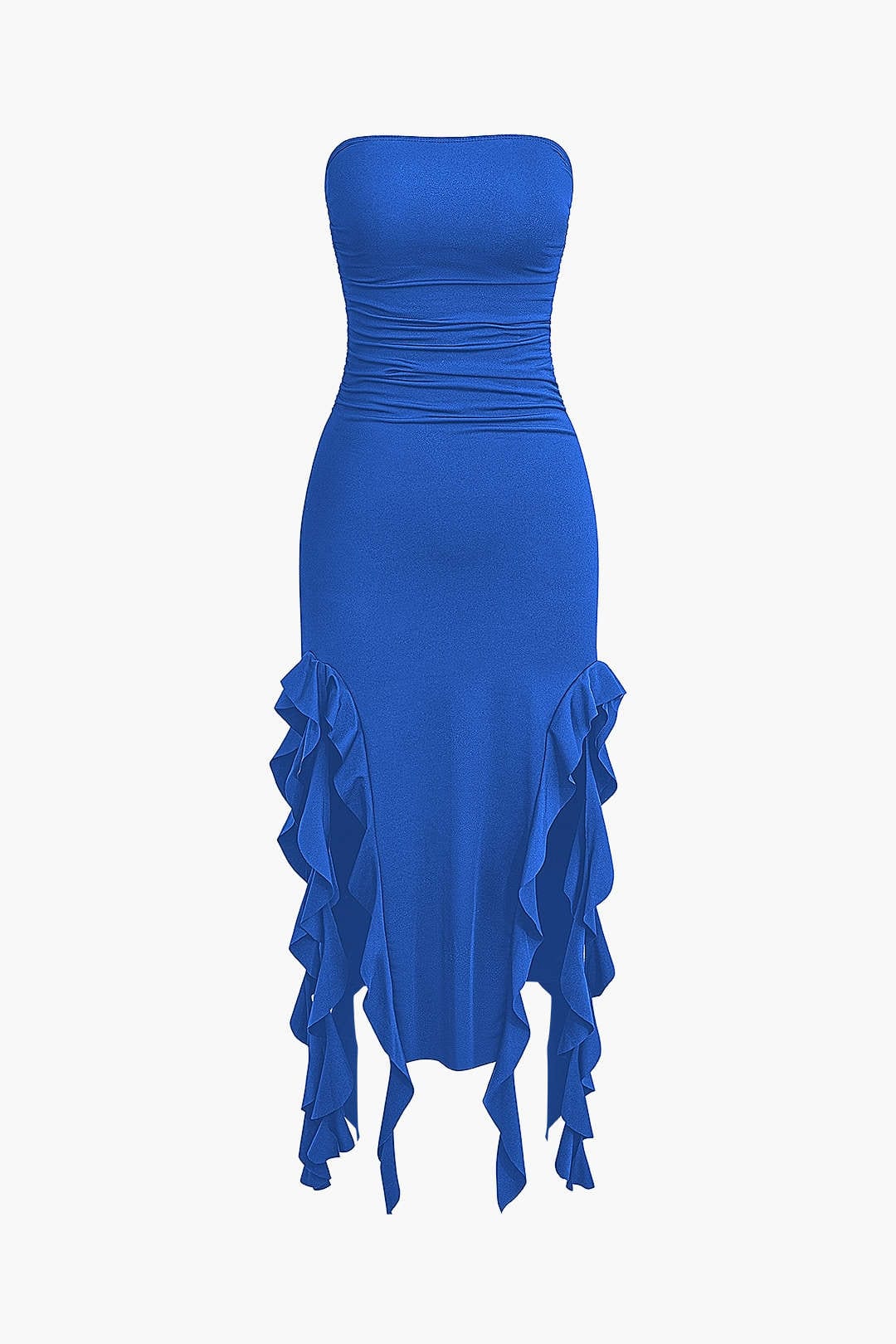 Damen Maxikleid Volant Rüschen Eleganz