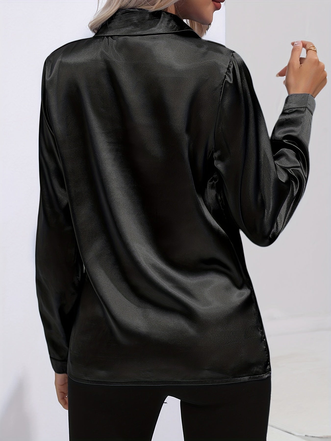 Damen Satinhemd Elegantes Langarmoberteil