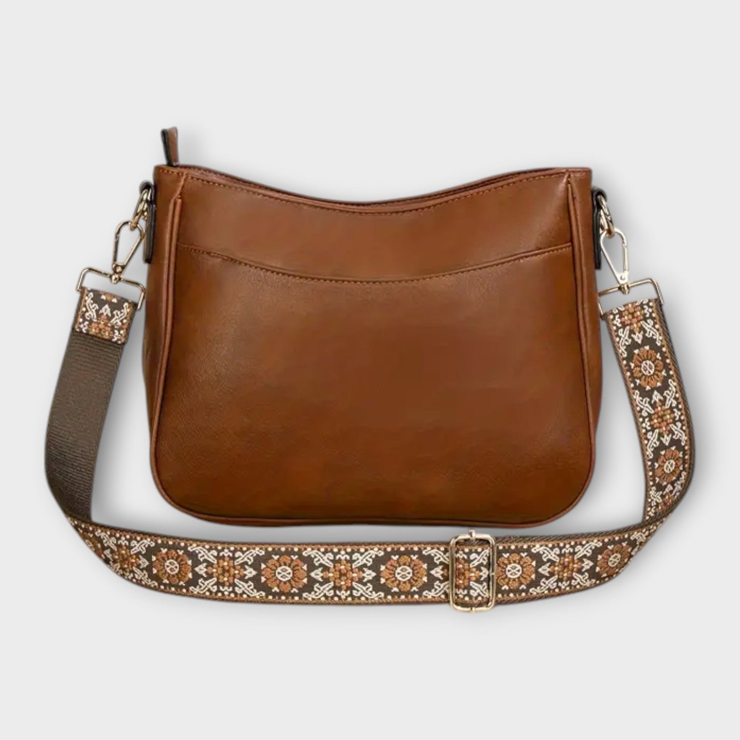 Damen Schultertasche Lederoptik Boho Stil Braun