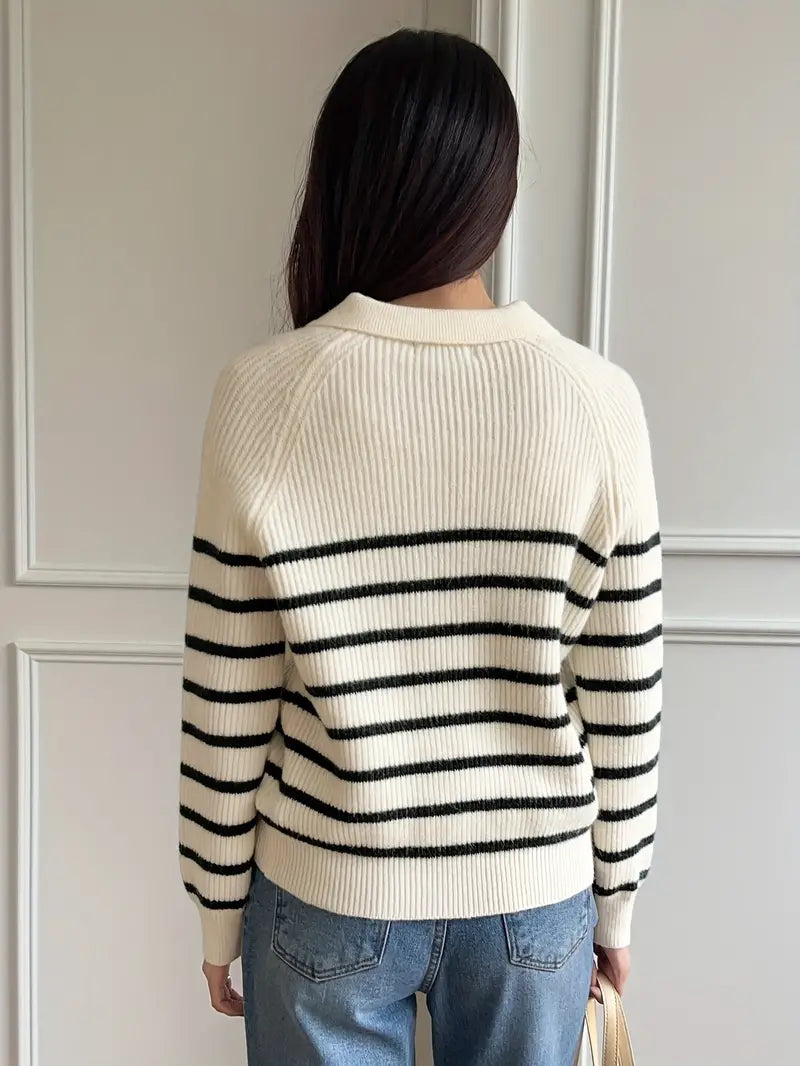 Gestreifte Herrenpullover Mit Kragen Warm