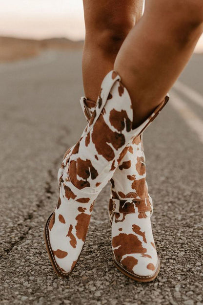Damen Westernstiefel Kuhfell Muster