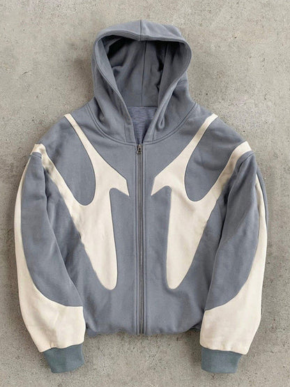 Herren Hoodie Übergroß Kontrastfarben Langärmlig Y2K Stil