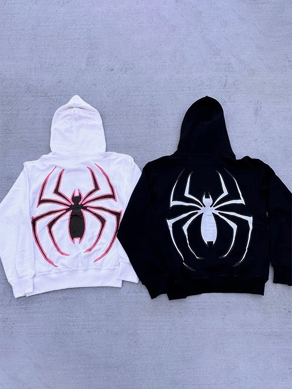Spinnen Hoodie Reißverschluss Glitzernd