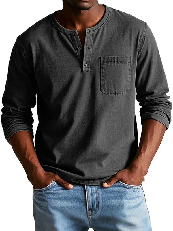 Herren Langarmshirt Bequem Baumwolle Lässig
