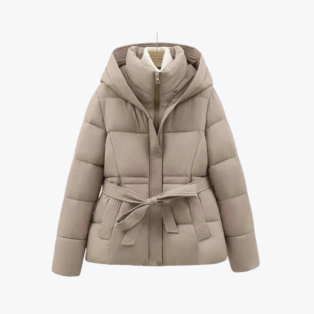 Damen Daunenjacke Warm mit Gürtel und Daunenfutter