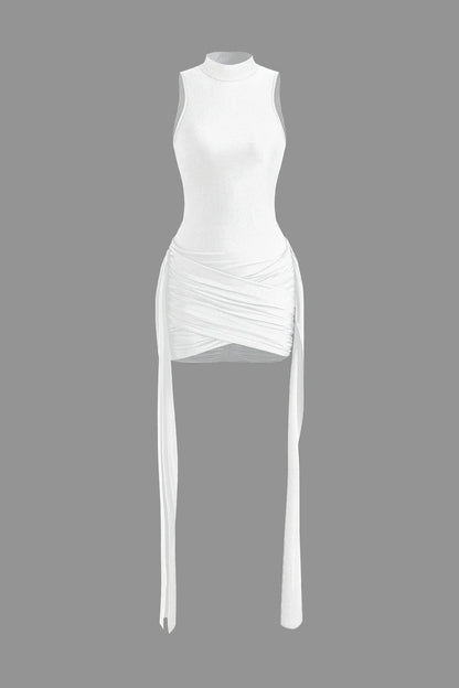 Elegantes Damen Minikleid Bodycon Hochhalter mit Drapierung