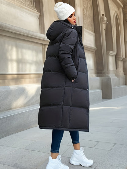 Damen Wintermantel Lang Pufferjacke Warm Kapuze