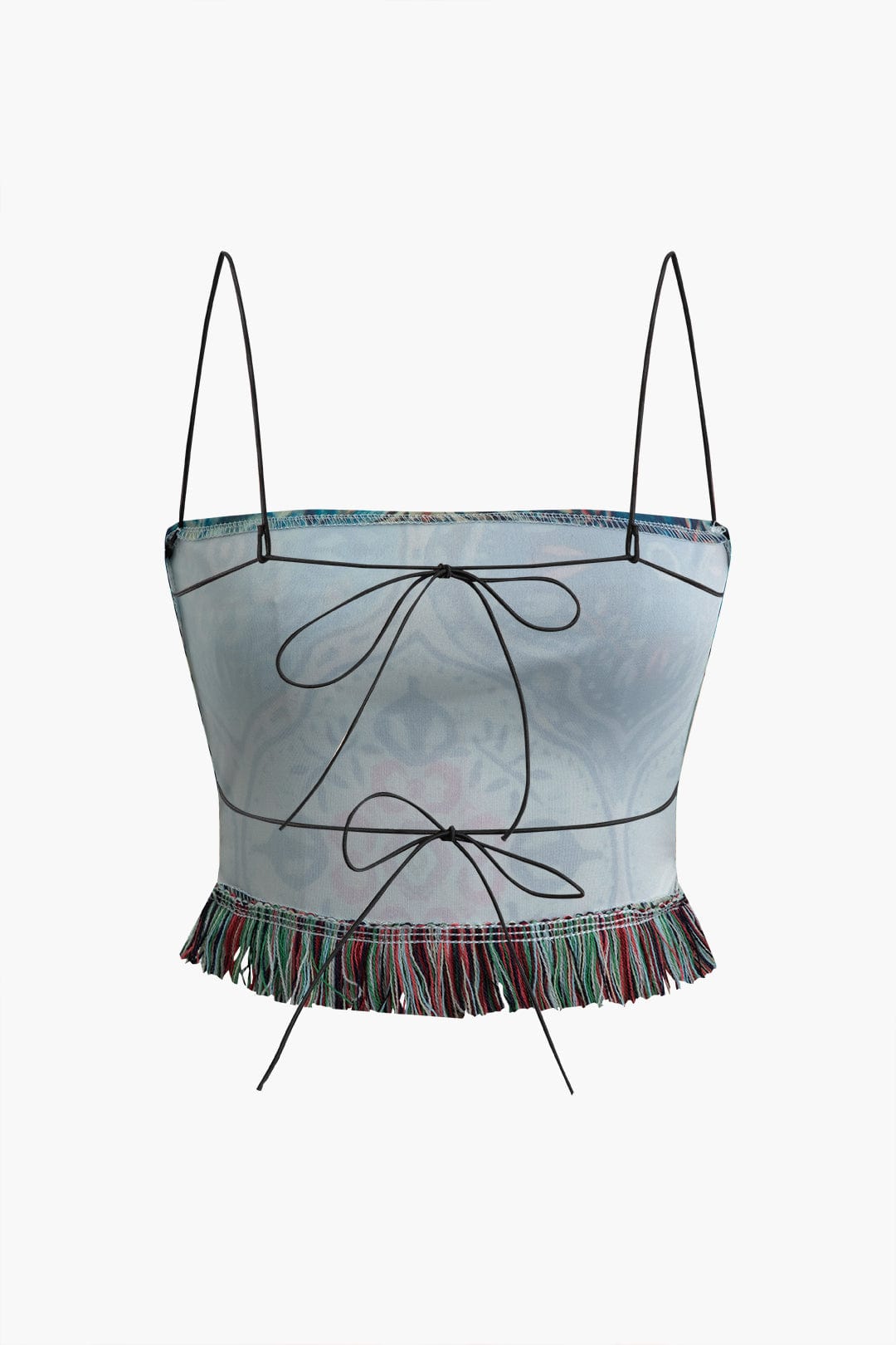 Boho Damen-Zweiteiler-Set Blumenprint Fransen
