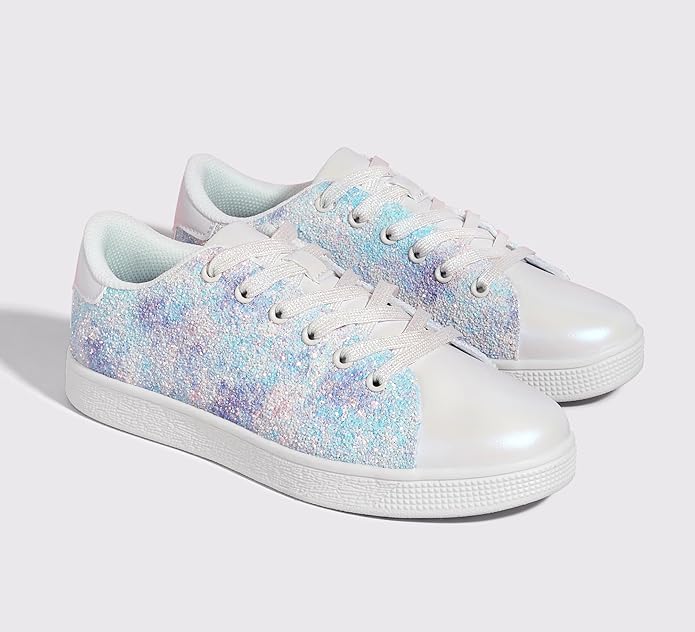 Damen Sneaker Glitzer Schnürschuhe